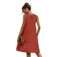 thumbnail image 2 of Nouvelle Robe Ligne A Unie pour Femmes Design Patchwork Col Rond Streetwear Sans Manches Taille Mi-Haute Décontractée Robe Mini Ample, 2 of 2