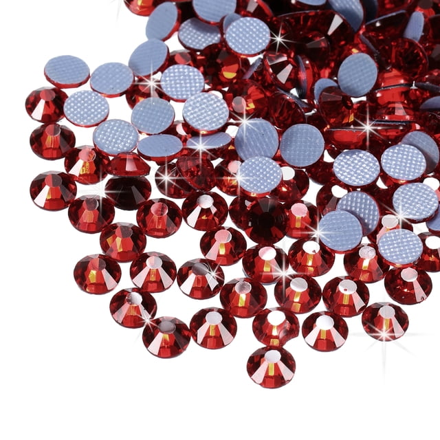 Uxcell Hotfix Rhinestones Flatback Crystal Glass Gems for Craft Clothes DIY Decoration Medium Red 4.8mm