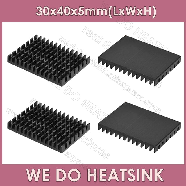 30*40*5mm Without or With Thermal Pad Aluminum Heatsink Cooler Radiator Cooling For Raspberry Pi 4 Model B CPU Black Without Pad 2pcs