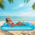 thumbnail image 2 of Naipo Inflatable Tanning Pool Lounger Float  75''*52" with Adjustable Pillow, 2 Cup Holder 2-in-1 Tanning Bed River Boat for Adults Dogs, Tanning Chair,  Raft 250LBS for Beach, Lake, Backyard, 2 of 7