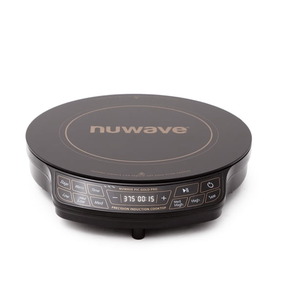 Nuwave Gold Pro Plaque de Cuisson à Induction de Précision, Grande Bobine Chauffante 8, 12 Surfaces de Cuisson Résistantes à la Chaleur, Wattages Réglables, 100f à 575F, Portable, Arrêt Automatique Intégré