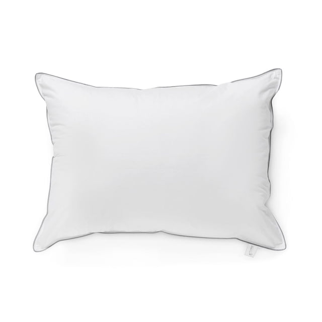 Oreiller d'Hôtel 250 Fils - Doux, un Oreiller Rectangulaire Blanc pour Lit avec Passepoil Argenté le Long des Bords, Fait d'Un Tissu 100 % Coton Respirant avec 250 Fils et Rempli de microgel 100 % polyester Hypoallergénique, Mesurant 20 par 36 Pouces, Prétraité avec SilverClear pour Aider à Éliminer les Odeurs et Favoriser un Environnement de Sommeil Sain.