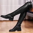 thumbnail image 2 of Bottes Hautes à Talons Carrés et Bout Rond pour Femmes de Unique Bargains, 2 of 6