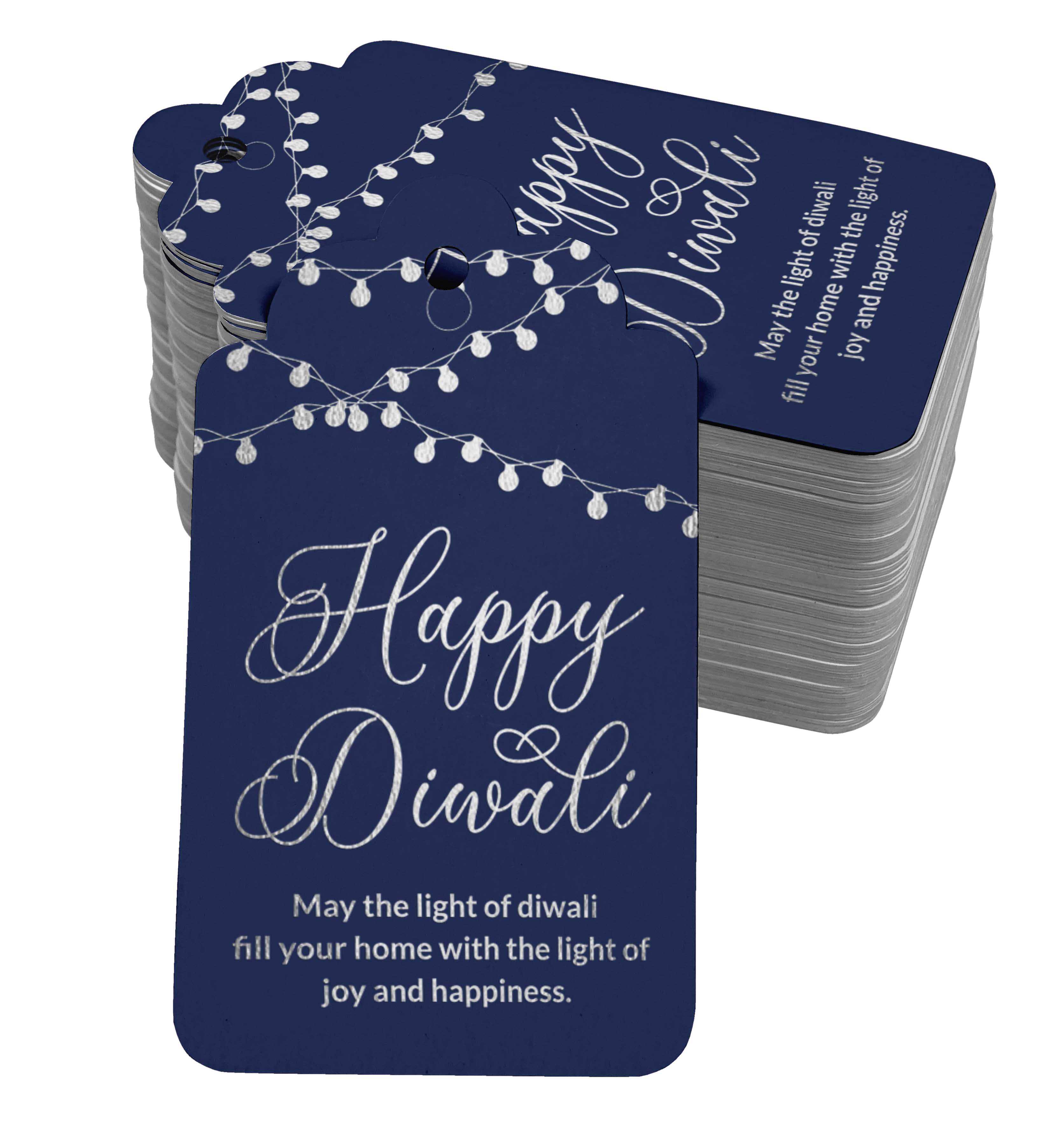 Inkdotpot 50 Pack Real Silver Foil Paper Tags Happy Diwali Favor Hang Tag