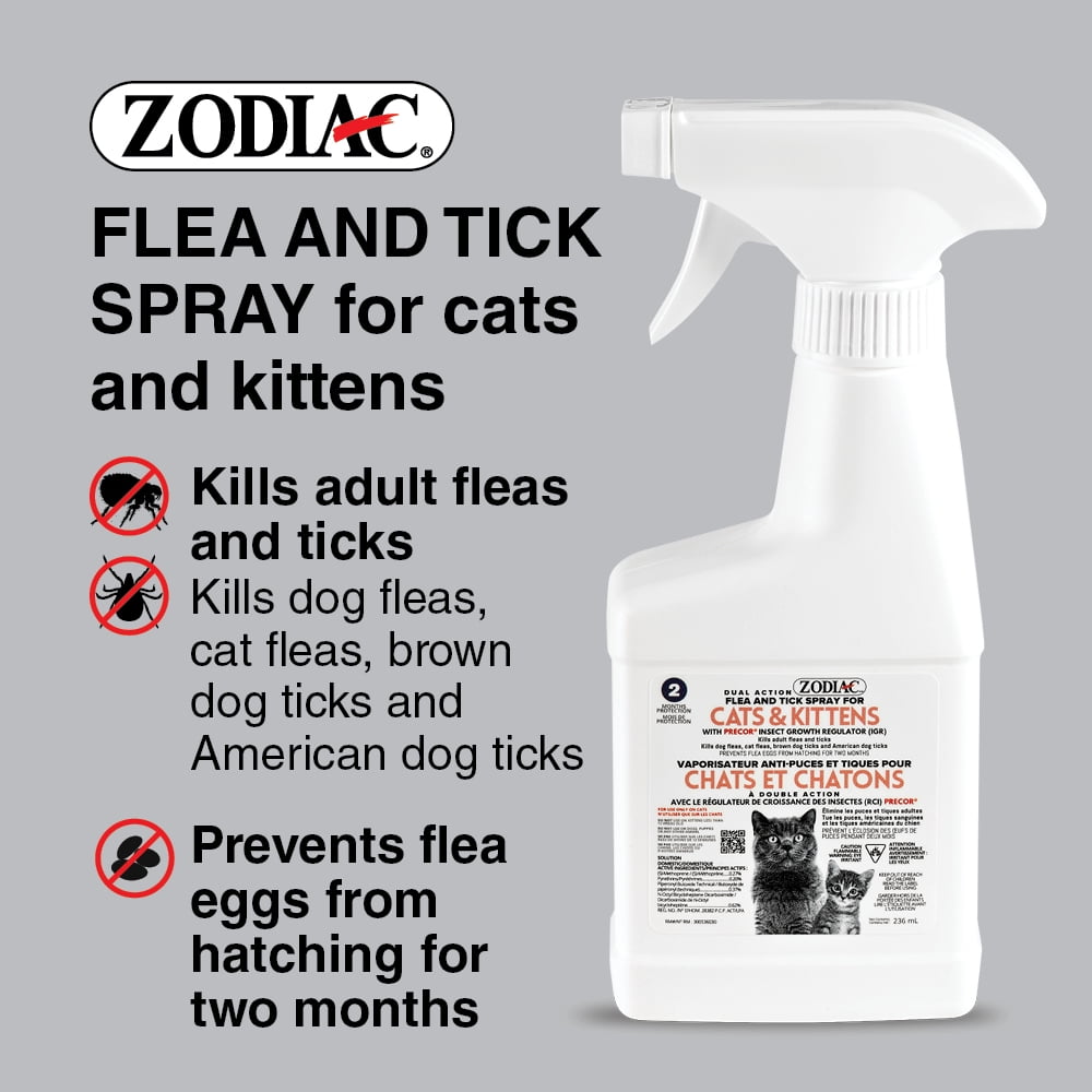 Zodiac Vaporisateur Anti-Puces & Tiques à Double Action pour Chats & Chatons, 236mL