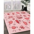 thumbnail image 3 of Ahgly Tapis d'Intérieur Lavable en Machine Carré Transitionnel Rose Clair, 8 Pieds Carré, 3 of 7