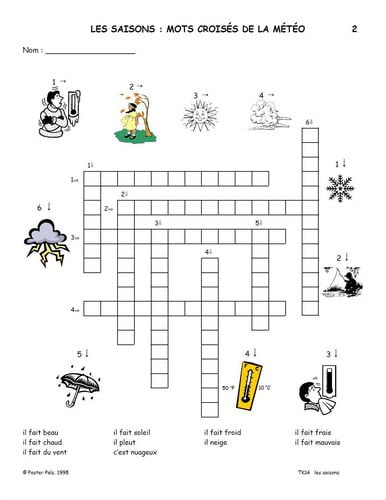 Activités reproductibles en français pour la classe de FLS sur les saisons