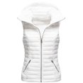 thumbnail image 1 of MAWCLOS Ladies Lightweight Cardigan Waistcoat Winter Warm Solid Color Puffer Vest White 2XL, 1 of 2