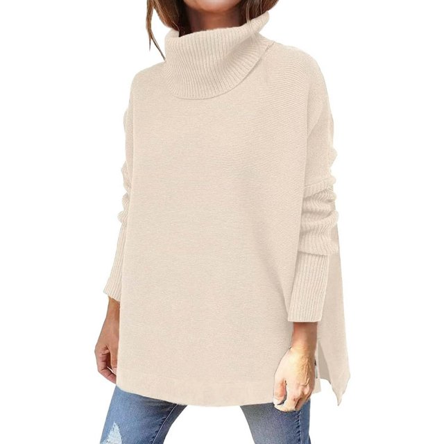 Pull à Col Roulé pour Femmes Pull Manches Chauve-Souris Chunky Pulls Tricotés Pulls