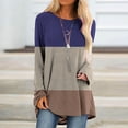 thumbnail image 3 of IROINID Deals Ladies Long Sleeve T Shirts Lounge Socket Geometry Printed Round-Neck Tops,Dark Blue, 3 of 5