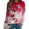 thumbnail image 3 of QJUHUNG Sweat-Shirt Décontracté à Manches Longues pour Femmes Papillon Imprimé Graphique Floral Pull Léger, 3 of 3