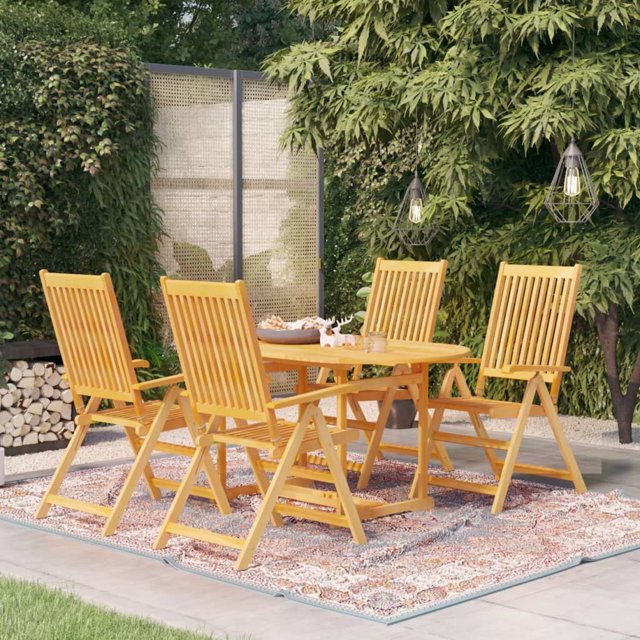 vidaXL Ensemble de Salle à Manger de Jardin 5 Pcs en Bois de Teck Massif