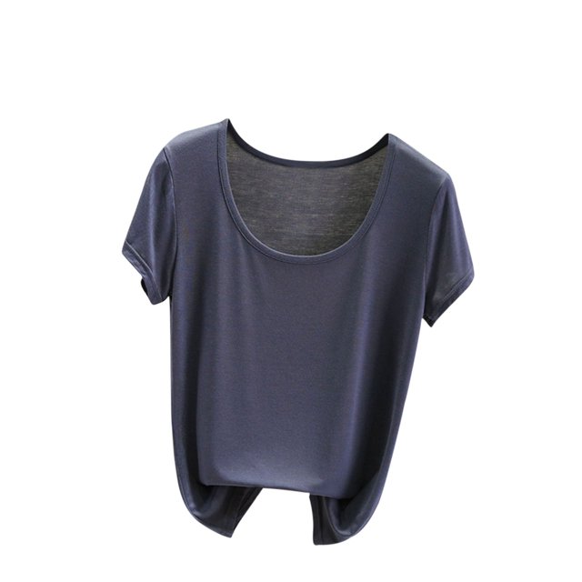 Yuyuzo Hauts de Pyjama Grande Taille pour Femmes Manches Courtes Haut de Pjs Col Rond Chemises de Nuit Doux Confortables Vêtements d'Intérieur
