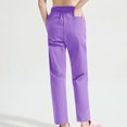 thumbnail image 3 of Yuyuzo Women Casual Pants Elastic Drawstring High Waisted Solid Color Slacks Straight Leg Bootcut Trousers, 3 of 4