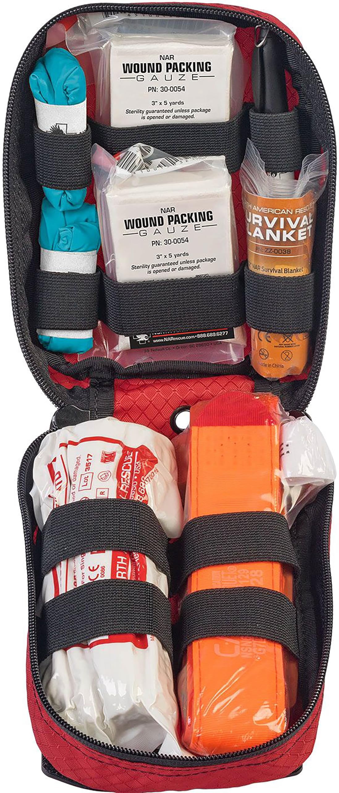 North American Rescue Public Access Individual Bleeding Control Kit (Basic) NAR Compact Blood Control Bag with C-A-T Tourniquet, ETD, Gauze, Survival