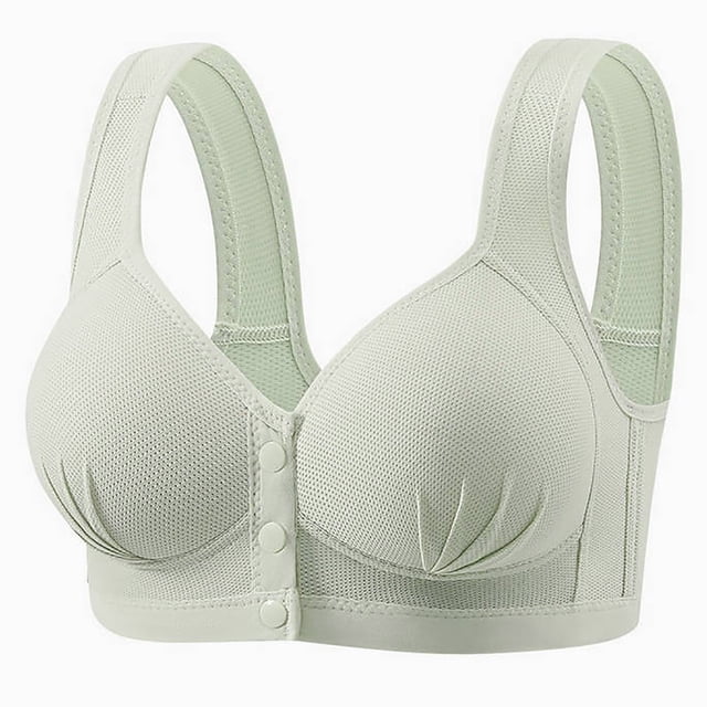 Lenpel Front Closure Bras for Women Comfortable Wireless Supportive Push up Bras Full Coverage Everyday Bralettes(Green,Large)