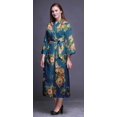 thumbnail image 2 of Bimba Robe en Coton Bleu à Feuilles Florales et Rose Kiko pour Femmes, Légère, Imprimée, Croisée, Chemise de Demoiselle d'Honneur pour la Préparation X, 2 of 5