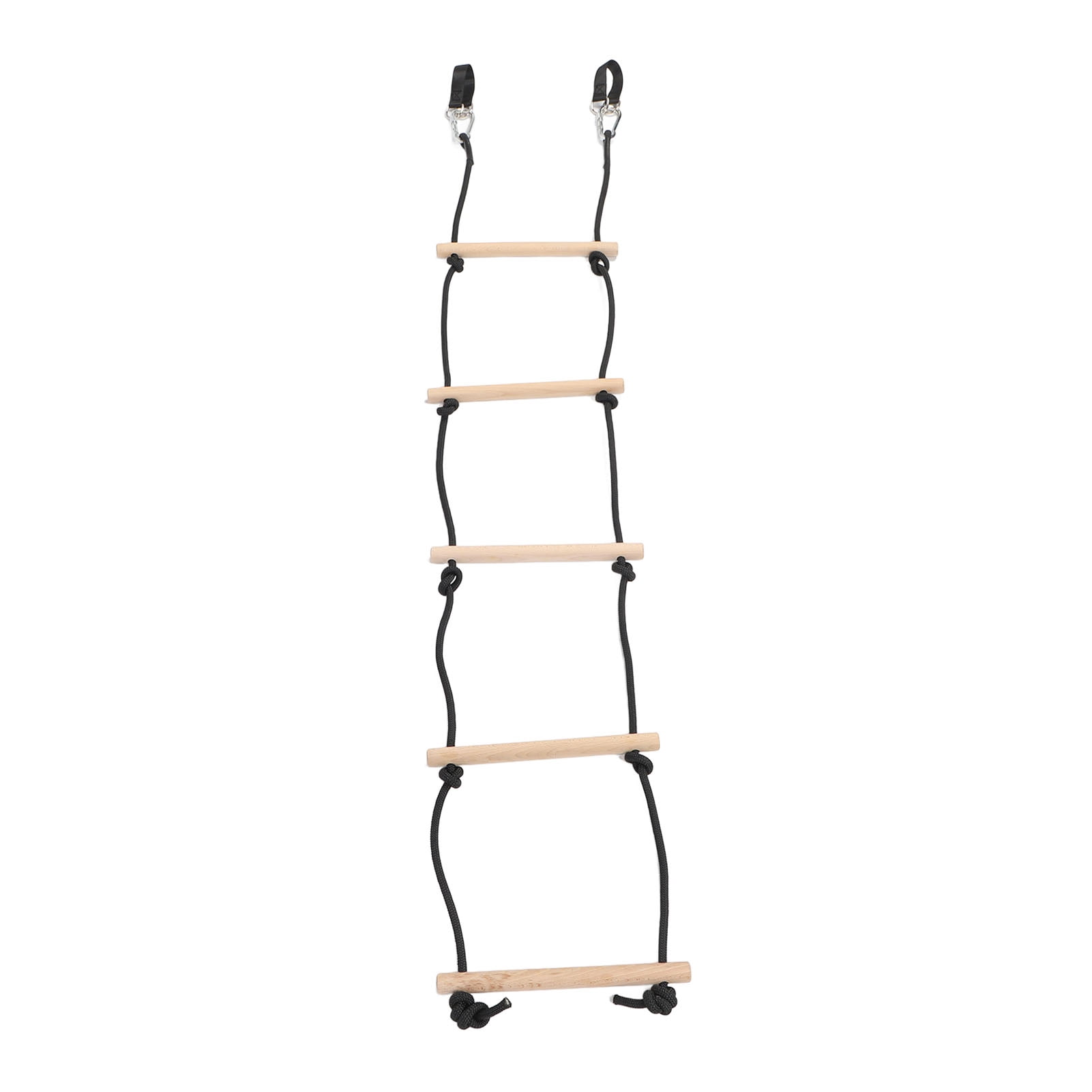 Kids Climbing Rope Ladder, Easy To Install Multifunctional 5 Steps Wooden Kids Hanging Ladder  for Climbing Game
