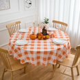 thumbnail image 2 of Nappe à Carreaux Vichy Orange Nappe Ronde d'Automne 60 Pouces - Housse de Table à Carreaux Orange en Tissu Polyester Réutilisable Résistante à l'Eau pour Fête d'Automne de l'Action de Grâce Pique-Nique Extérieur et Déco de Cuisine, 2 of 6