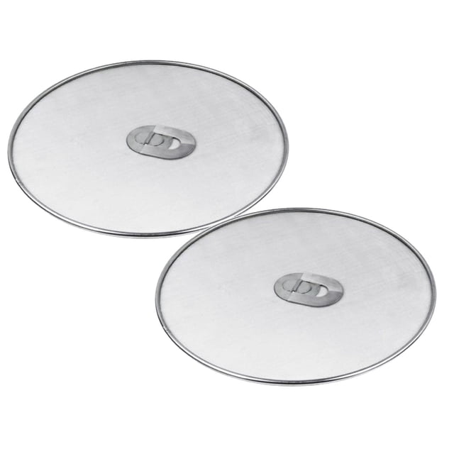 Oleegame 2PC Air Fryer Oil Screen Accessories General Anti Splash Cover Anti Splash Screen Pan Cover Stainless Steel Oil Screen Filter Silver