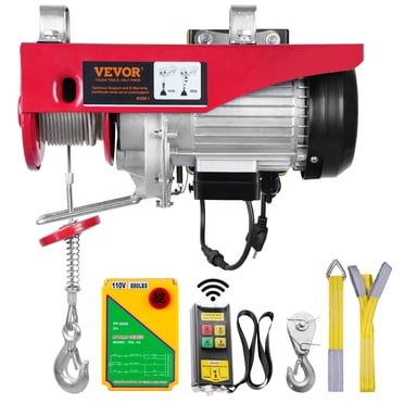 VEVOR Treuil Électrique, Capacité de Levage de 880 Lb, Treuil Électrique en Fil d'Acier de 850 W 110 V avec Télécommande Sans Fil, Hauteur de Levage à Câble Unique de 40 Pi et Moteur en Cuivre Pur, pour Garage Entrepôt Usine