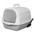 thumbnail image 1 of lionlar Hooded Cat Litter Box Fully Enclosed Cat Toilet Portable with Front Door Kitten Handheld Gray, 1 of 9