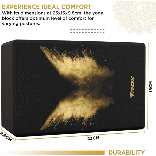 RDX Yoga Block Set, Non-Slip High-Density Eva Foam Brick for Pilates Flexibility Body Balance, Easy Grip Surface for Stability Strength Training Deepen Poses Exercise Office Home Gym, 23x15x9.8CM