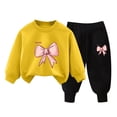 thumbnail image 2 of Pisexur Ensemble 2 Pcs pour Bébé Filles Garçons Automne Hiver Mode Décontractée Polaire Manches Longues Col Rond Chandails en Molleton et Pantalons Vêtements de Détente Imprimé Mignon Ensemble de Survêtement pour Enfants 3-8 Ans, 2 of 4
