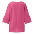 thumbnail image 5 of Dealovy Plus Size Shirts for Women 3/4 Sleeve Notch V Neck Cotton Linen Tops Summer Solid Color Tees, 5 of 5