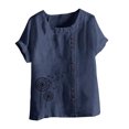thumbnail image 1 of Blouses à Manches Courtes pour Femmes Mode Femmes Été Ample Imprimé T-Shirt à Col Rond Manches Courtes Blouse Décontractée T-Shirts d'Été pour Femmes Blouse à Manches Courtes Femmes T-Shirts Été, 1 of 1