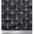 thumbnail image 1 of Soimoi Poly Georgette Fabric Leaves & Floral Block Printed Craft Fabric by The Yard 42 Inch Wide, 1 of 3