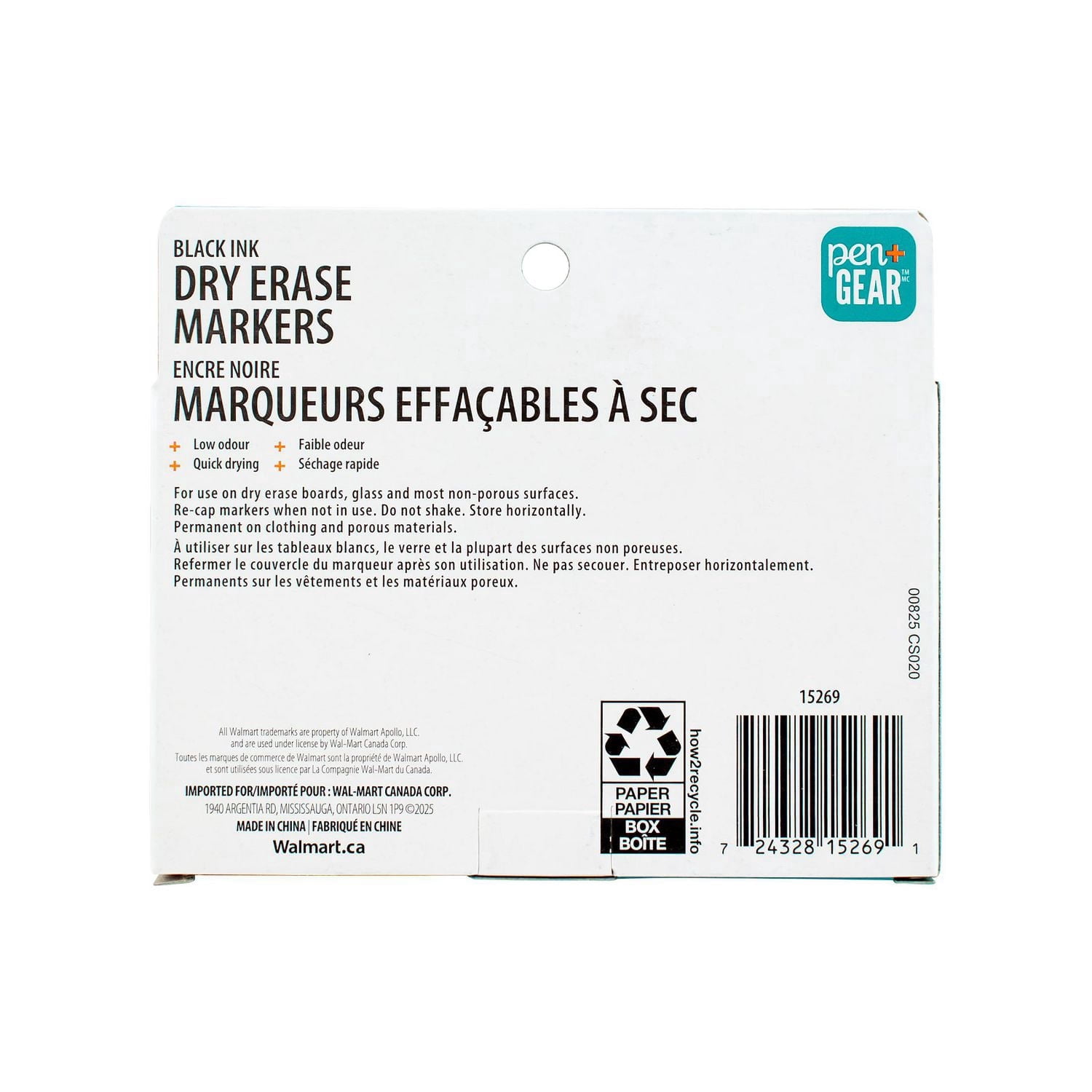 Marqueurs effaçables à sec Pen+Gear, pointe biseautée, encre noire, 4 unités
