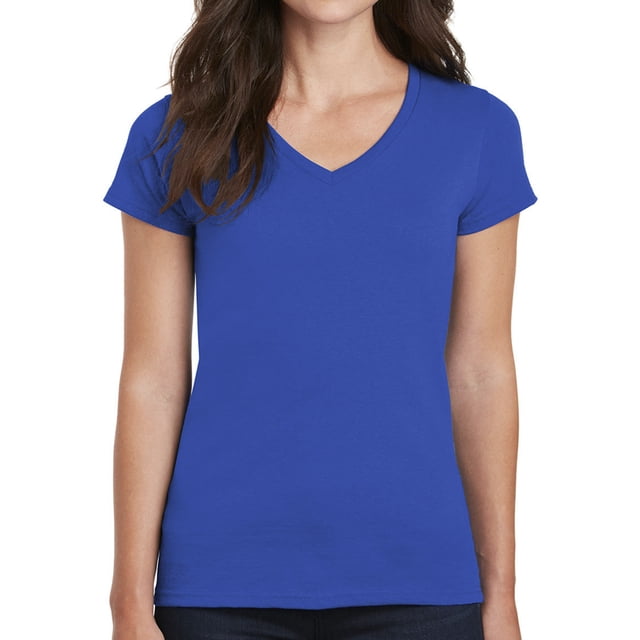Gildan - T-Shirt à Col en V pour Femmes en Coton Épais