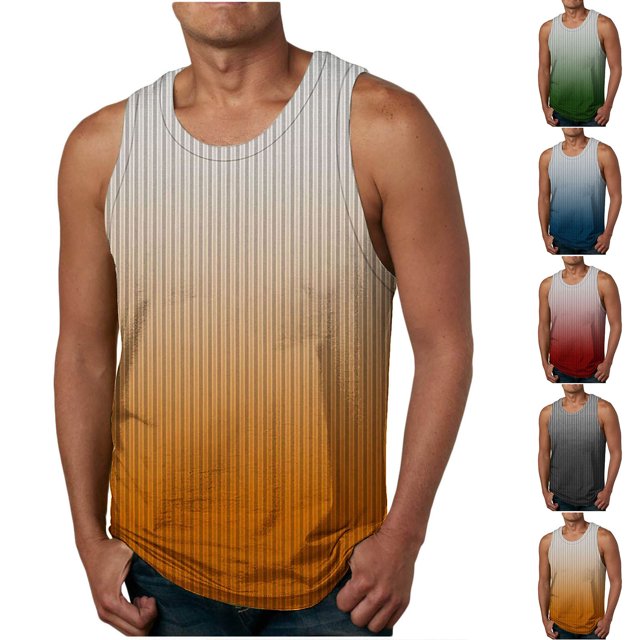 Qertyioot T-Shirt Moulant pour Homme, Débardeur de Sport Sans Manches à Col Rond Décontracté et Tendance pour Homme