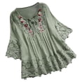thumbnail image 1 of QUYUON Chandails Mignons pour Femmes Liquidation Chandail pour Femmes Polyester Manches 3/4 Col Rond Tunique Unie Hauts Style S-1272 Extensible T-Shirt à Manches Longues pour Dames Coupe Athlétique Chandails Vert G, 1 of 1