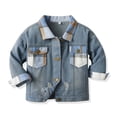 thumbnail image 2 of MeetoTime Veste en Denim pour Tout-Petit Bébé, Décontractée, à Revers, à Carreaux, Imprimée, à Manches Longues, Printemps Automne, Veste Courte pour Garçons Filles, 2 of 3
