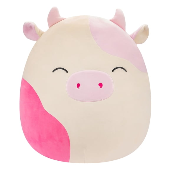 Squishmallows Original Vache Crème Caedyn de 20 Pouces avec Taches Roses - Peluche Géante Officielle Jazwares