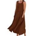 thumbnail image 2 of Jsaierl Robe Femme en Coton et Lin Été Sans Manches Robe d'Été Tunique Débardeur Robe de Plage d'Été Fluide Robes Maxi avec Poches, 2 of 5
