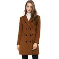 thumbnail image 2 of INSPIRE CHIC Manteau Mi-Long à Double Boutonnage pour Femme à Col à Revers Cranté, 2 of 6