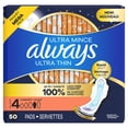 thumbnail image 3 of Always Ultra Thin Feminine Pads with Wings for Women, Size 4, Overnight Absorbency, Unscented, 50 Count, 3 of 9