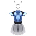 thumbnail image 4 of iiniim Femmes 2 Pcs Costume Alien Costume de Combattant Spatial à Paillettes Justaucorps d'Astronaute Robe Tutu Tenue Alien Argent G, 4 of 5