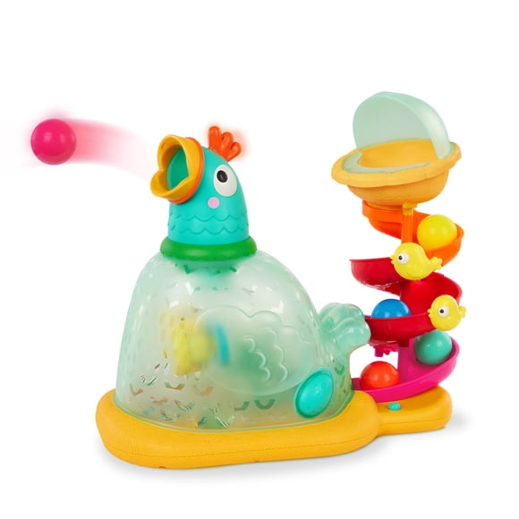 Battat Pop-a-Doodle-Doo Chicken Ball Popper with Music Lights, Learning Toy for Baby and Toddler, Indoor Play