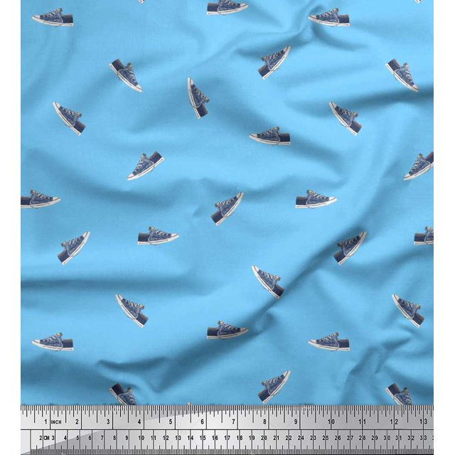 Soimoi Polyester Crepe Fabric Shoes Men Print Fabric by The Yard 42 Inch Wide