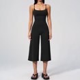 thumbnail image 1 of PISONIC Womens Workout Sets Two Piece Spaghetti Straps Tank Top Matching Wide Leg Capri Pants Gym Work Pilates Outfits, 1 of 7