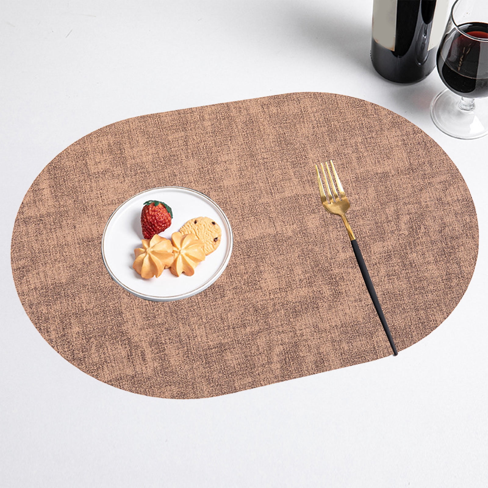 Vaidha Napperons Ovales en Tissu à Grain de Cuir, Résistants à l'Huile, Style Western, Tapis Isolants Thermiques, Tapis pour la Maison
