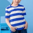 thumbnail image 5 of T-shirts d'Été à Rayures à Manches Courtes pour Filles, à Blocs de Couleur, Tendance, Col Ras du Cou, Chandails à Enfiler, Hauts, Blouse Décontractée, 5 of 5