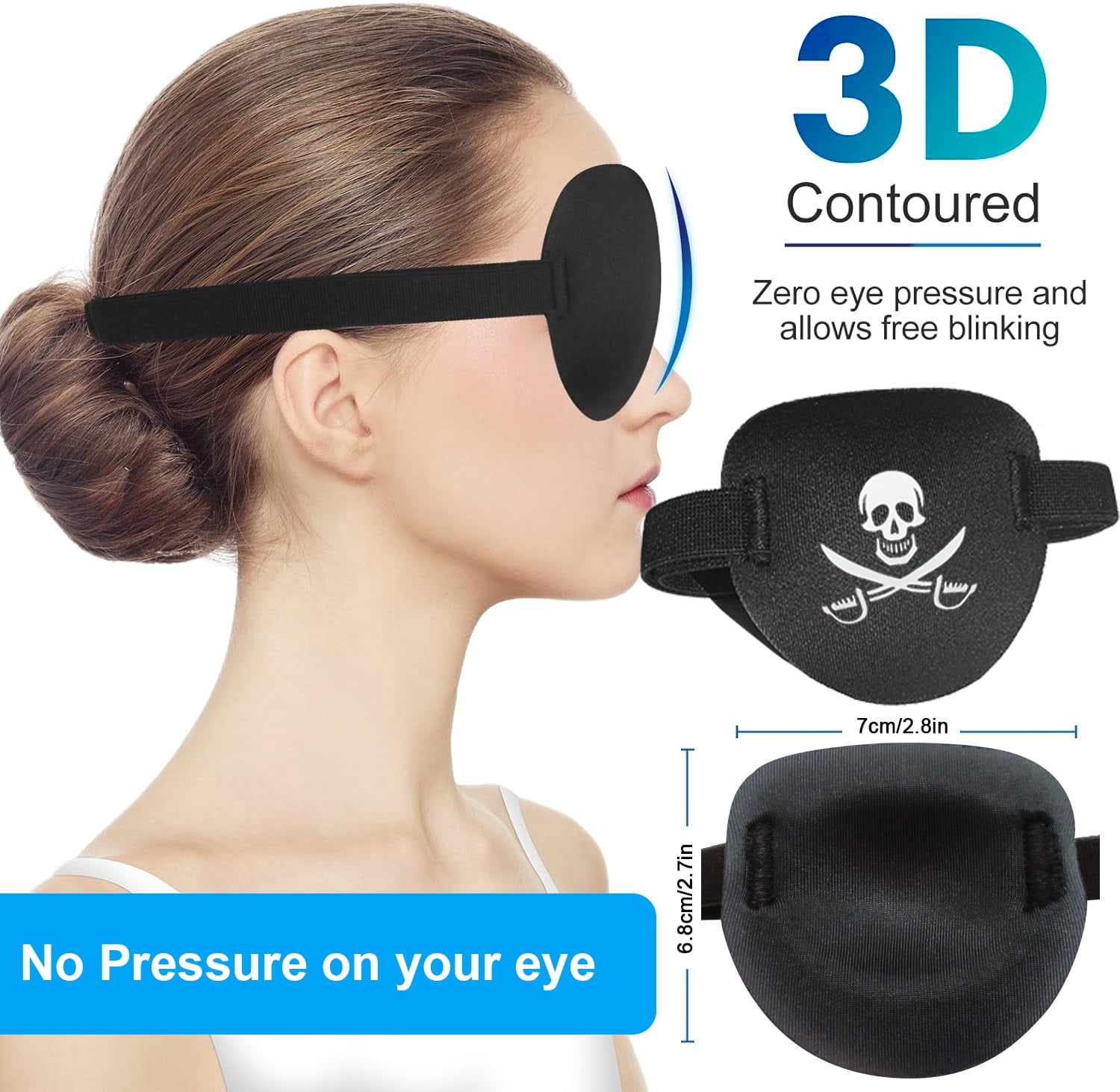 Black Eye Patch ラグ 12/13まで格安セール AMZVIO Eye Patches for Adults and Kids, 3D Medical Eye Patch for