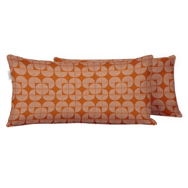 VargottamIndoor/OutdoorPolyester FabricLumbarPillowCover,All-Weather Waterproof Rectangular Cushion Case for Patio Furniture,12" x 24"Set of 2 -Geometric-37