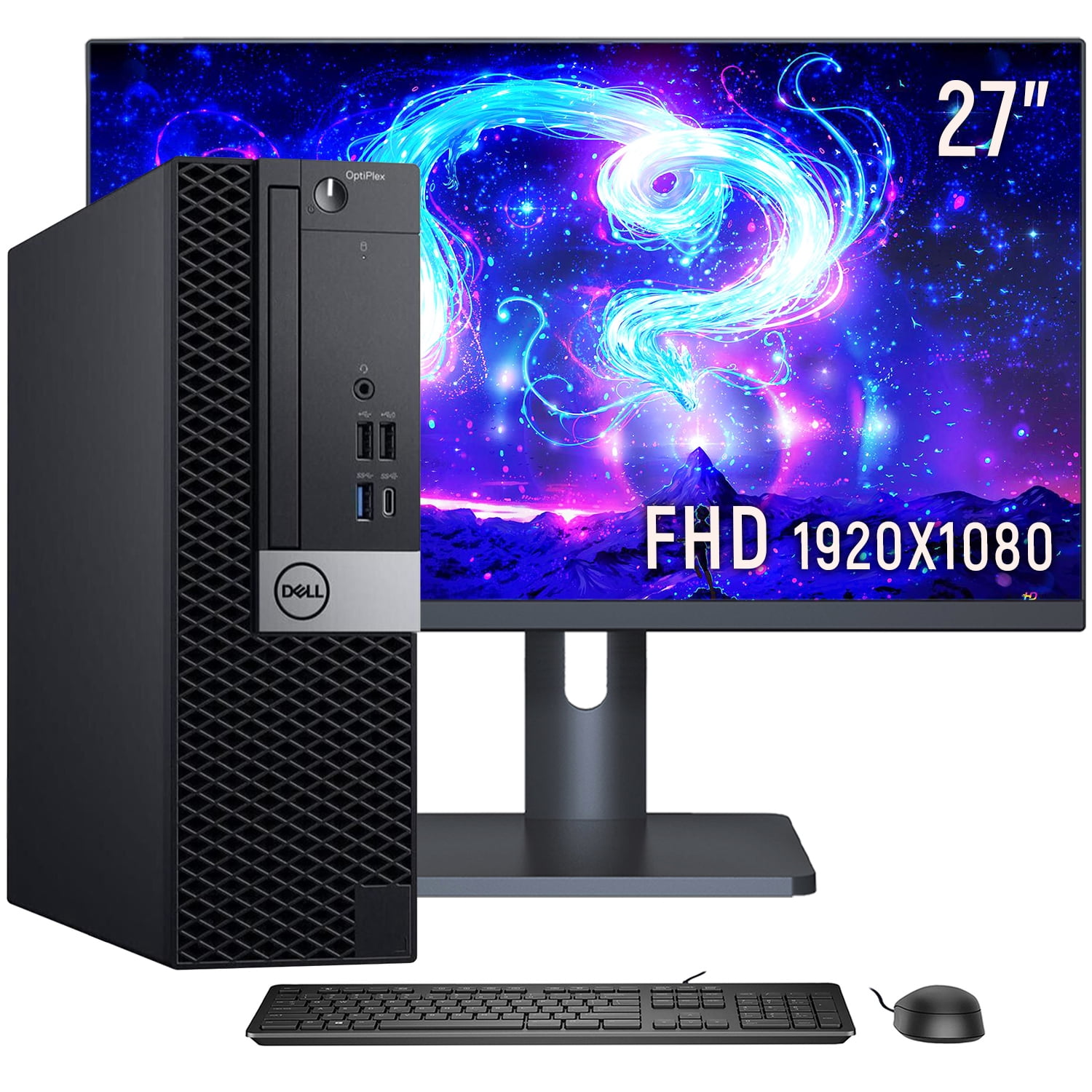 Dell Optiplex 5060 Desktop Computer PC - Hexa Core i5 8th Gen Processor Up to 4.1Ghz | 16GB DDR4 RAM 512GB SSD Storage | NEW 27" Inch Monitors (HDMI) | Windows 11 Pro -64 bit -A Grade