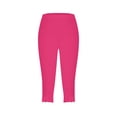 thumbnail image 4 of Capris et Pantalons Raccourcis pour Femmes Pantalon à Jambe Grand Coupe Jambe Femmes Taille Polyester Grande Taille Pantalons Capris pour Dames Pantalons Capris Style C-89 Rose G m, 4 of 6